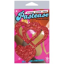 Pastease Glitter Peek a Boob Hearts - Red