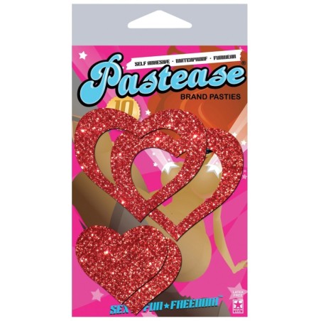 Pastease Glitter Peek a Boob Hearts - Red