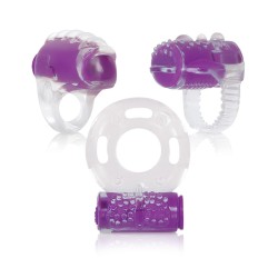 Evolved Ring True Unique Pleasure Rings Kit - Clear/Purple Pack of 3