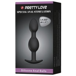 Pretty Love 4.92" Silicone Anal Plug w/Ball - Black
