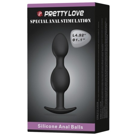 Pretty Love 4.92" Silicone Anal Plug w/Ball - Black