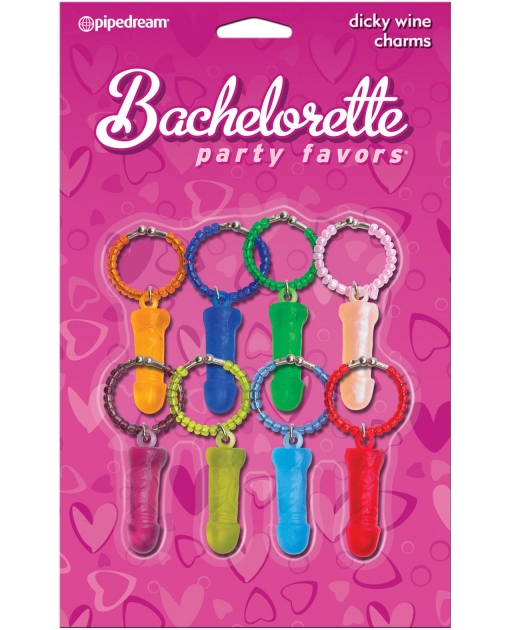 Bachelorette Party Favors Dicky Wine Charms - Pack of 8