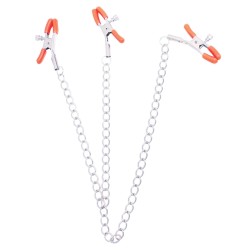 The 9's Orange is the New Black Triple Your Pleasure Clamps & Chain