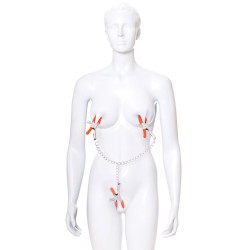 The 9's Orange is the New Black Triple Your Pleasure Clamps & Chain