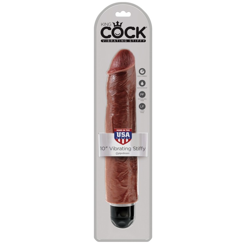 King Cock 10" Vibrating Stiffy - Brown King Cock 10" Vibrating Stiffy - Brown