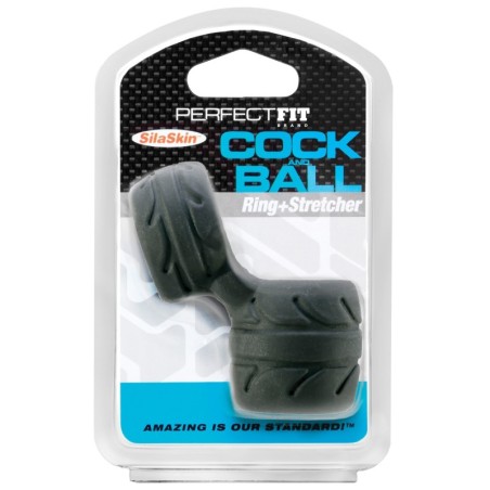 New Perfect Fit SilaSkin Cock and Ball Ring - Black