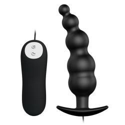 Pretty Love Vibrating Bead Shaped Butt Plug - Black