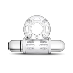 Blush Stay Hard 10 Function Vibrating Bull Ring Cock Ring - Clear