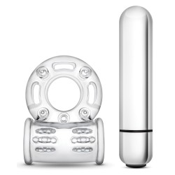 Blush Stay Hard 10 Function Vibrating Bull Ring Cock Ring - Clear