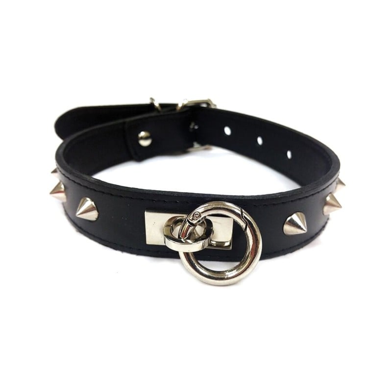 Rouge Leather O Ring Studded Collar Rouge Leather O Ring Studded Collar
