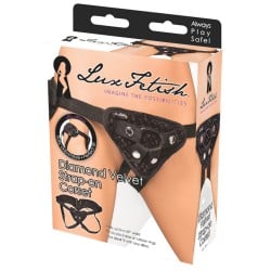 Lux Fetish Diamond Velvet Strap-on Corset - Black
