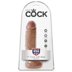 King Cock 7" Cock w/Balls - Tan