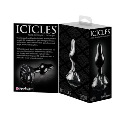 Icicles No. 77 Hand Blown Glass Rose Butt Plug - Black