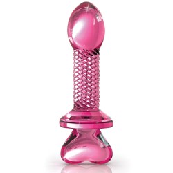 Icicles No. 82 Hand Blown Glass Butt Plug - Ribbed/Pink