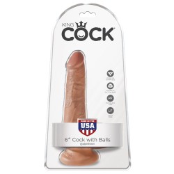 King Cock 6" Cock w/Balls - Tan