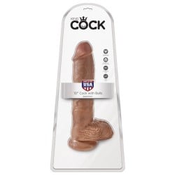 King Cock 10" Cock w/Balls - Tan