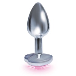The 9's The Silver Starter Bejeweled Heart Stainless Steel Plug - Pink