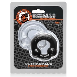 Oxballs Ultraballs Cock Rings - Black/Clear Pack of 2