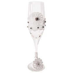 Bride to Be Champagne Glass  w/White Lace Trim
