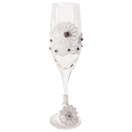 Bride to Be Champagne Glass  w/White Lace Trim