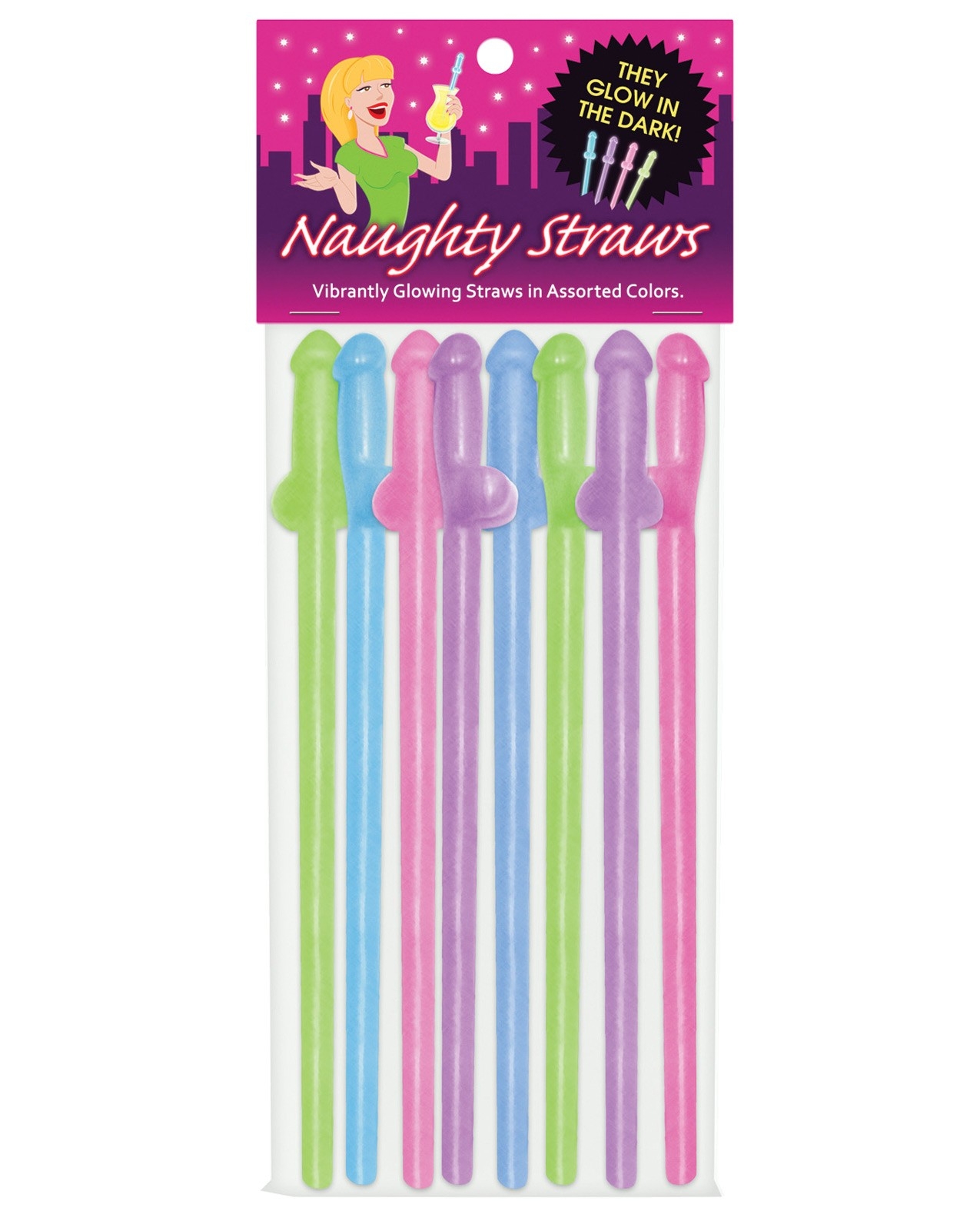 Glow in the Dark Penis Straws - Asst. Colors  by Kheper games