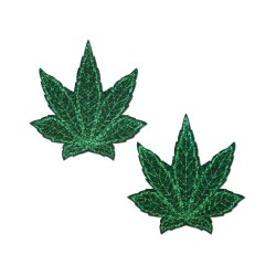Pastease Glitter Marijuana Leafs - Green O/S
