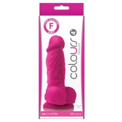 Colours Pleasures 4" Dong w/Balls & Suction Cup - Pink