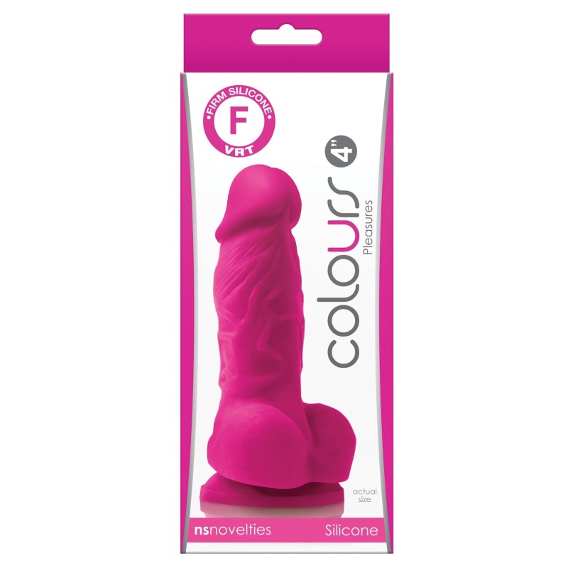 Colours Pleasures 4" Dong w/Balls & Suction Cup - Pink Colours Pleasures 4" Dong w/Balls & Suction Cup - Pink