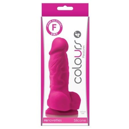 Colours Pleasures 4" Dong w/Balls & Suction Cup - Pink