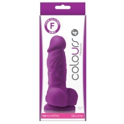 Colours Pleasures 4" Dong w/Balls & Suction Cup - Purple