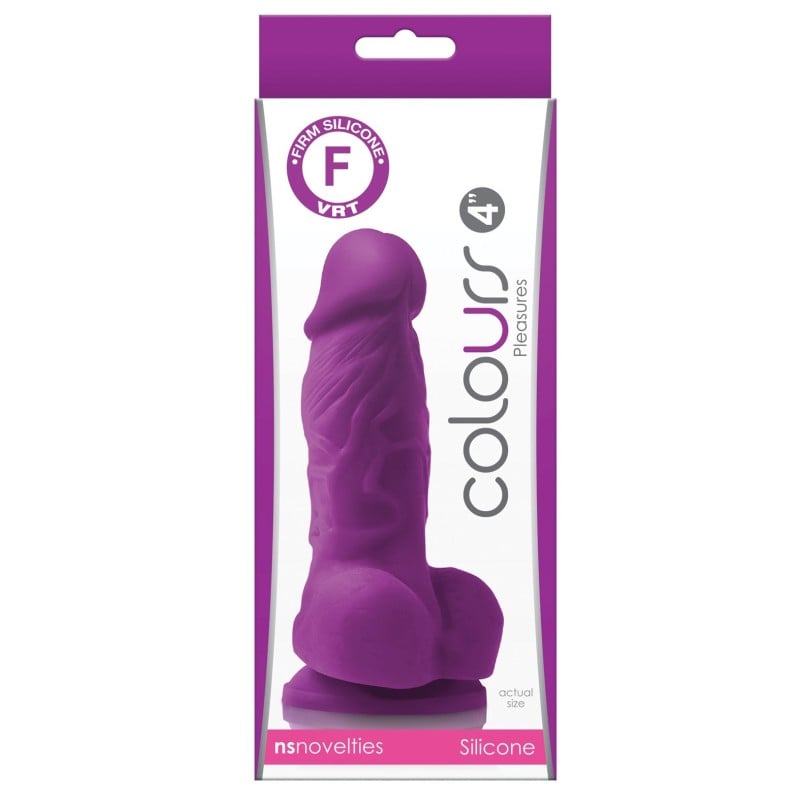 Colours Pleasures 4" Dong w/Balls & Suction Cup - Purple Colours Pleasures 4" Dong w/Balls & Suction Cup - Purple