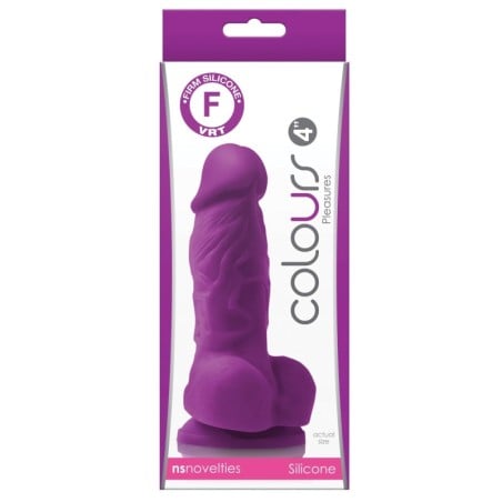 Colours Pleasures 4" Dong w/Balls & Suction Cup - Purple