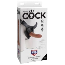King Cock Strap-On Harness w/6" Cock - Tan