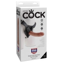 King Cock Strap-On Harness w/8" Cock - Tan