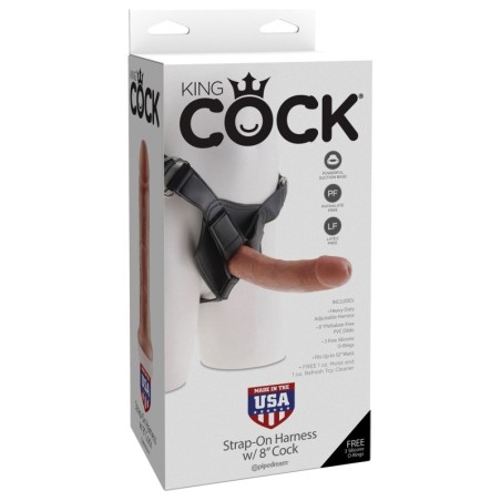 King Cock Strap-On Harness w/8" Cock - Tan
