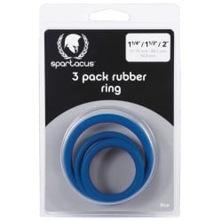 Rubber Cock Ring Set- Blue Pack of 3