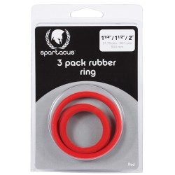 Rubber Cock Ring Set - Red Pack of 3