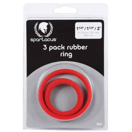 Rubber Cock Ring Set - Red Pack of 3