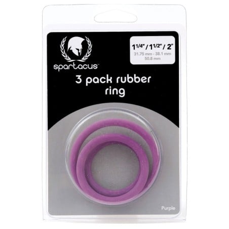 Rubber Cock Ring Set - Purple Pack of 3