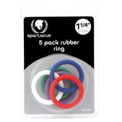 1.25" Rubber Cock Ring Set - Rainbow Pack of 5