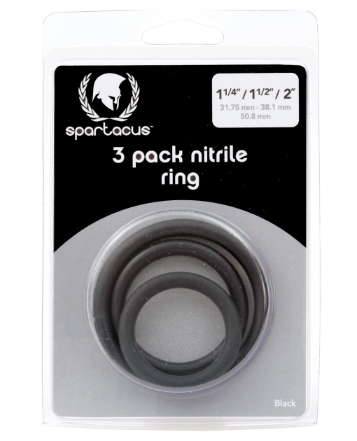 Nitrile Cock Ring Set - Black Pack of 3