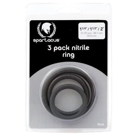 Nitrile Cock  Ring Set - Black Pack of 3