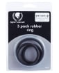 Rubber Cock Ring Set - Black Pack of 3