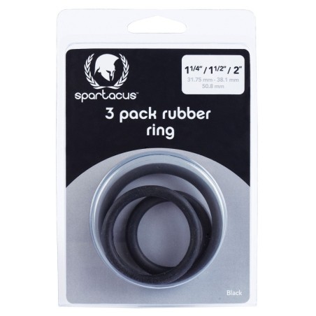 Rubber Cock Ring Set - Black Pack of 3