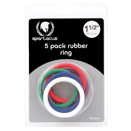 1.5" Rubber Cock Ring Set - Rainbow Pack of 5