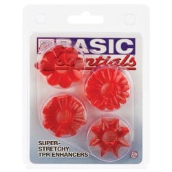 Basic Essentials Set of 4 Rings - Red