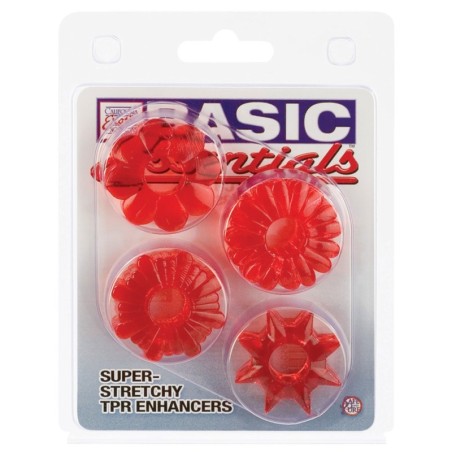 Basic Essentials Set of 4 Rings - Red