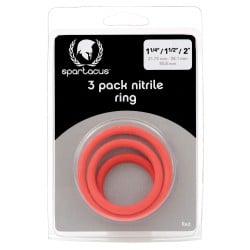 Nitrile Cock  Ring Set - Red Pack of 3