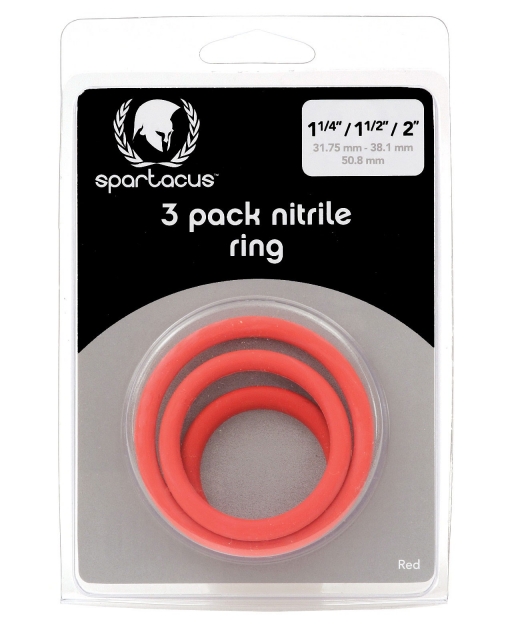 Nitrile Cock Ring Set - Red Pack of 3