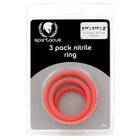 Nitrile Cock  Ring Set - Red Pack of 3